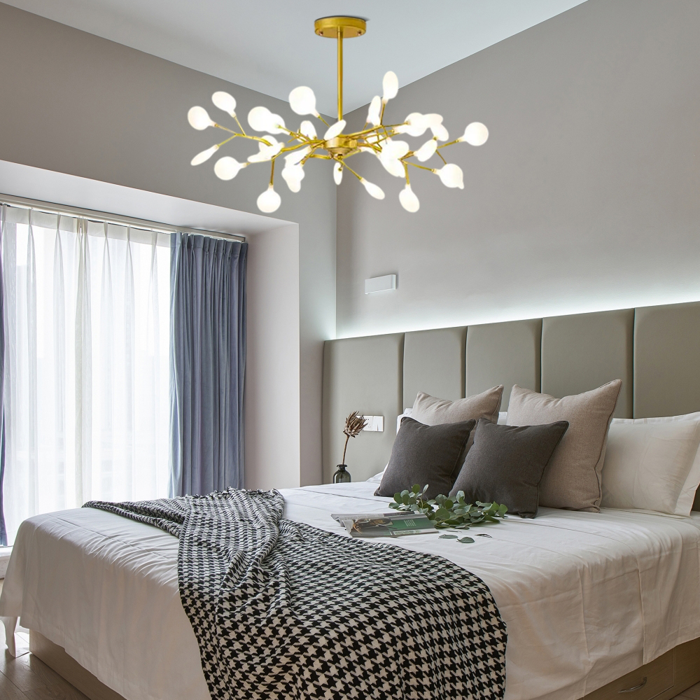 Modern Branch Firefly Black Chandelier Bedroom